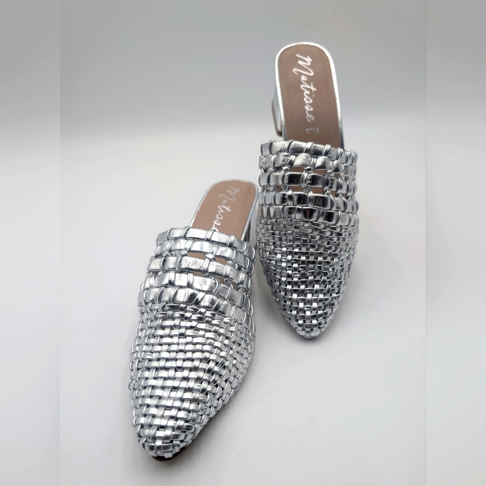 Matisse Lexie Silver Woven Mule Size 10 - Picture 6 of 17